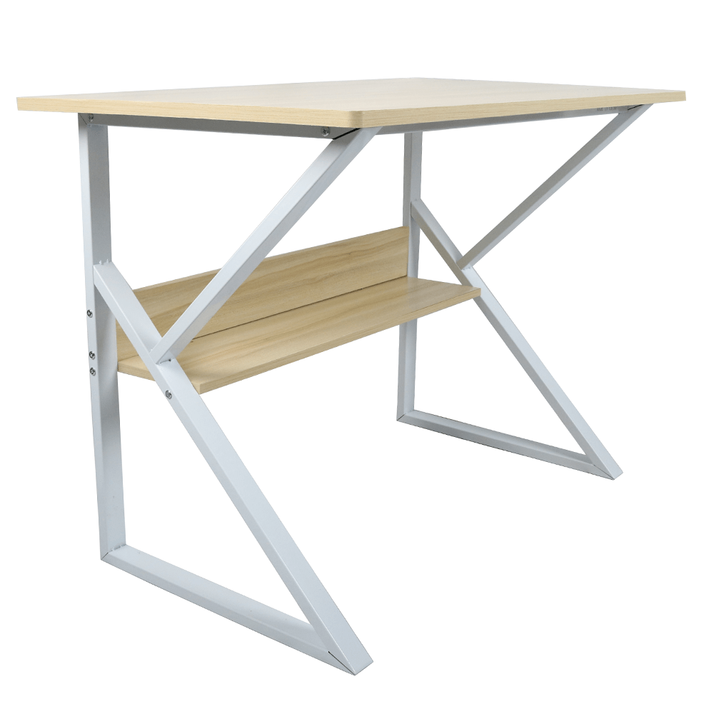 Skrivebord med hylde Tarcal, egetræ + hvid, 80 x 72 x 40 cm