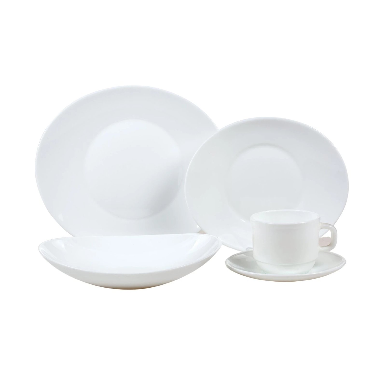 Sæt med tallerkener Hvid NO30CT, termoglas, hvid, 30 stk